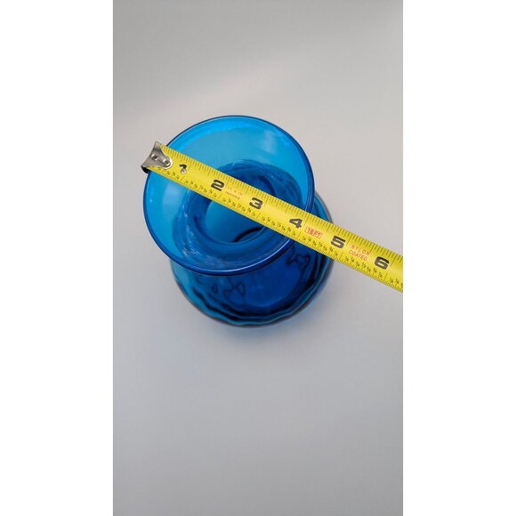 Blenko Handcrafted Cobalt Blue Glass Vase Curved Design Vintage - Picture 5 of 6